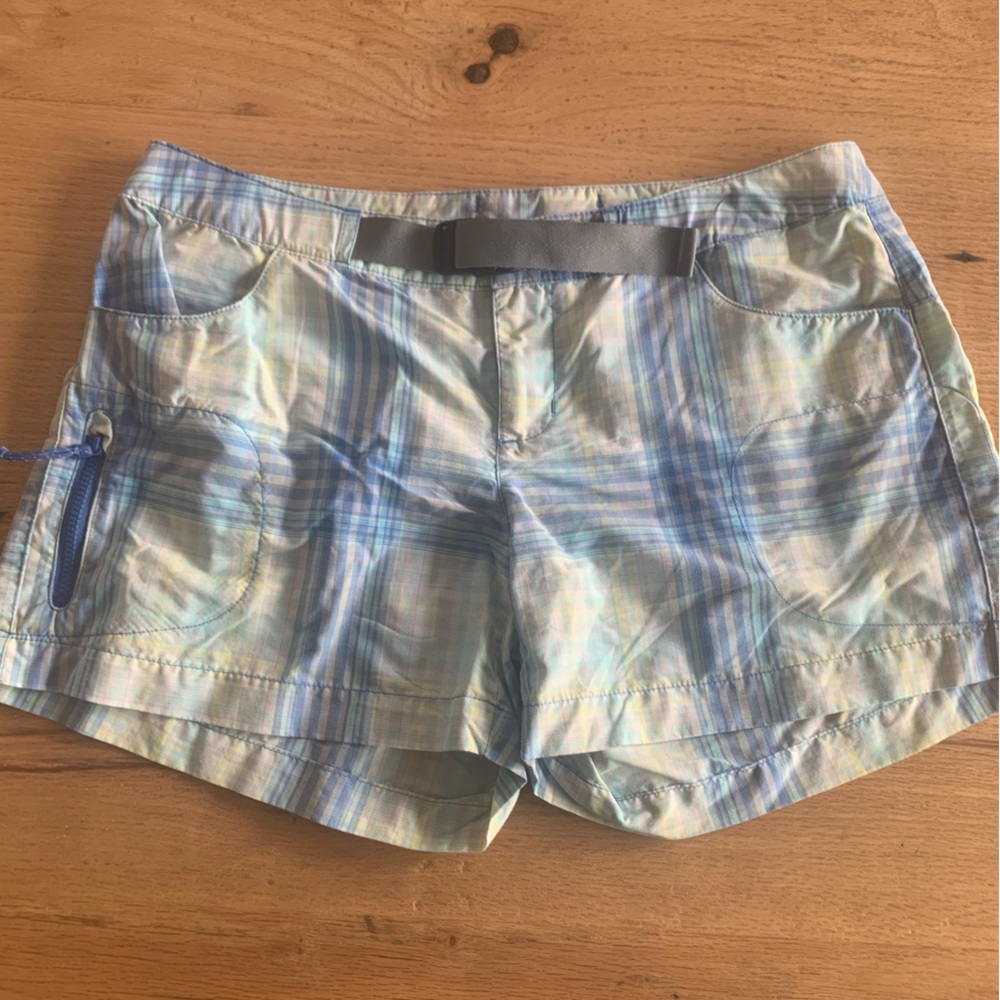 Columbia Plaid Technical Shorts Blue Yellow Girls 6 Preloved